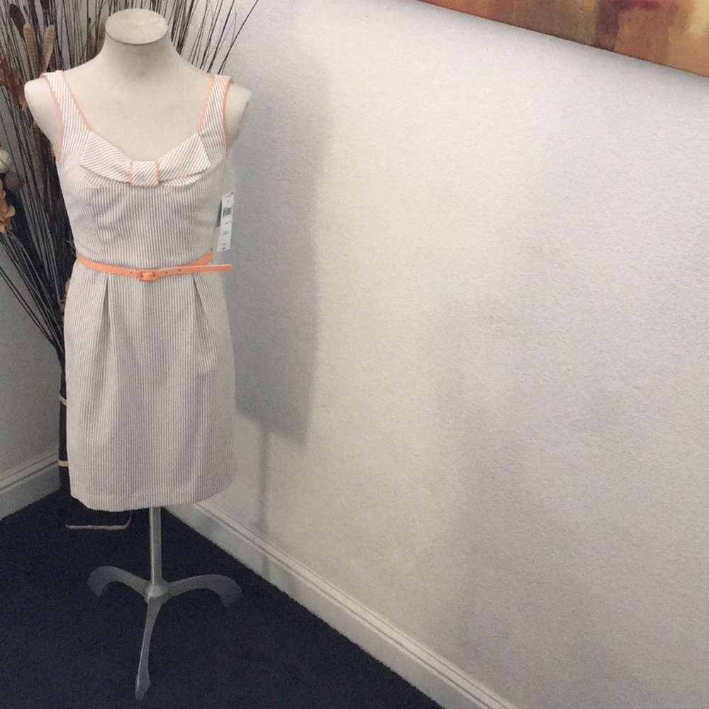 Khaki & White w/Peach Trimmings Sundress - Picture 2 of 7